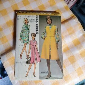 Vintage 1970 simplicity 9209 dress and long vest with belt pattern size 16